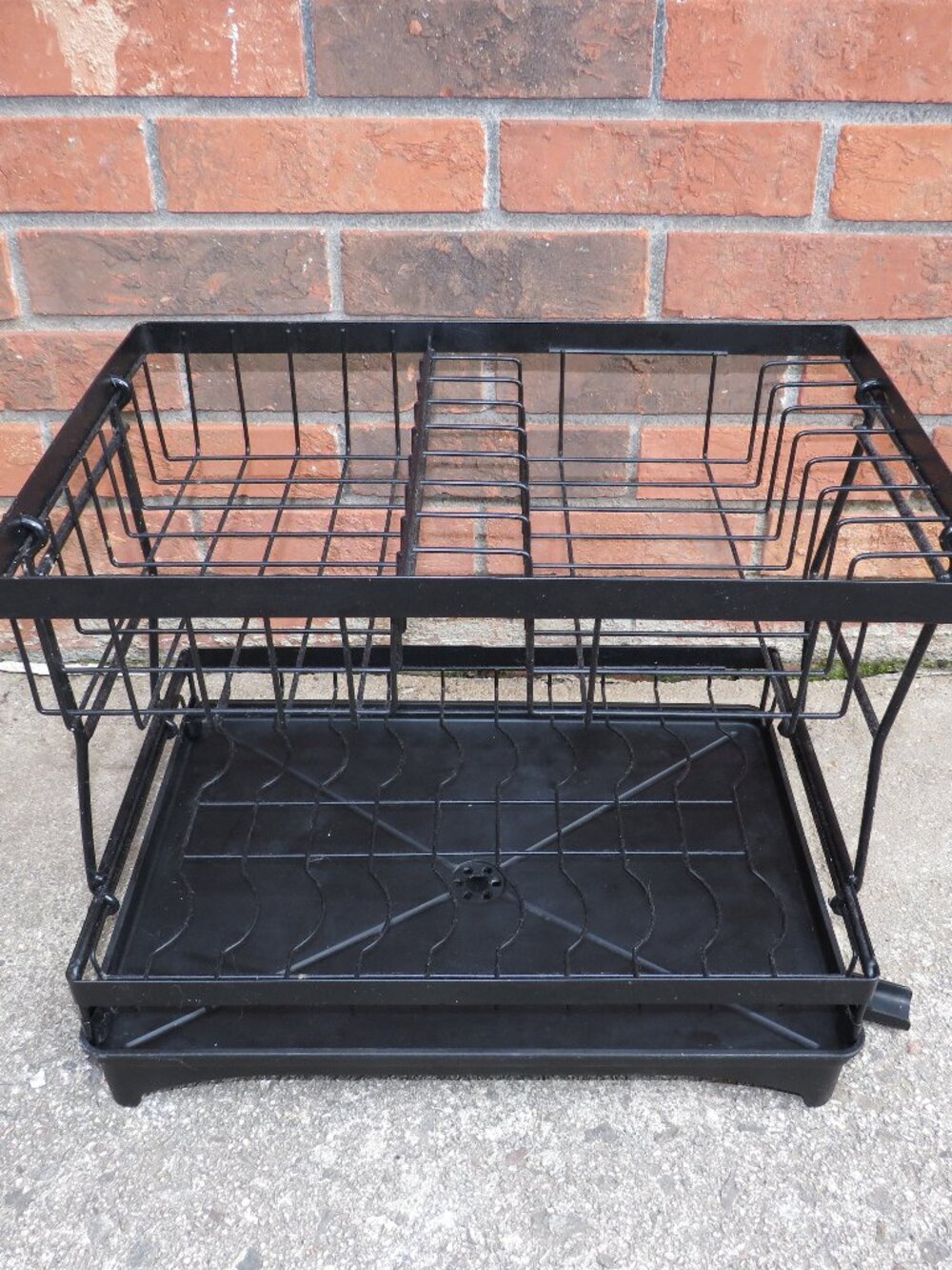 BLACK DISH DRYING RACK 2 Tier Wire Countertop Strainer Drainboard Black Large